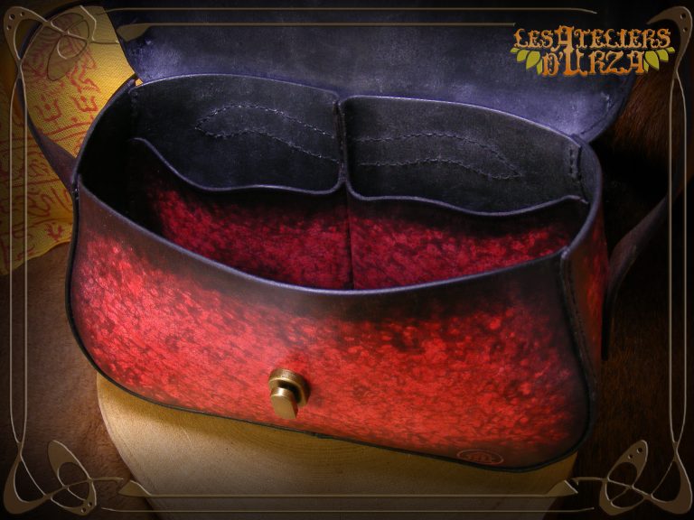 Sac en cuir marbré rouge, intérieure